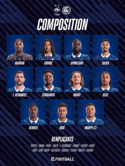 Mbappé et Olise titulaires pour la France contre le Sénégal en ouverture du groupe I